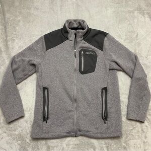 Marmot Fleece Mens Large Gray Full Zip Mock Neck